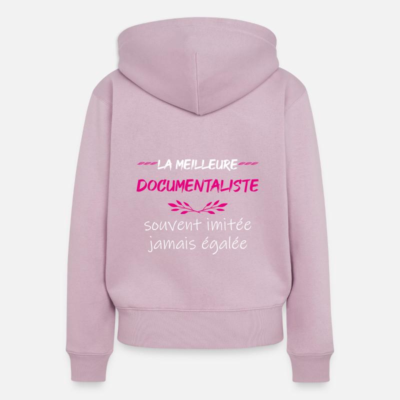 meilleure documentaliste document - Sweat à capuche zippé Premium bio Femme - rose poudré