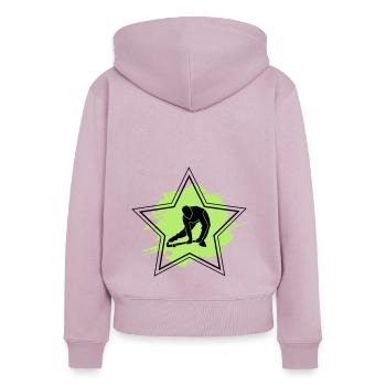 Hockey Star - Sweat à capuche zippé Premium bio Femme - rose poudré - Dos - Julia (174cm)
