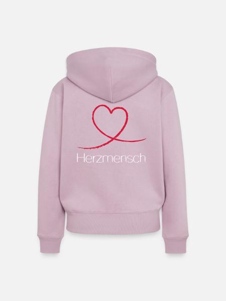 Herzmensch - Frauen Premium Bio Zip Hoodie - Altrosa