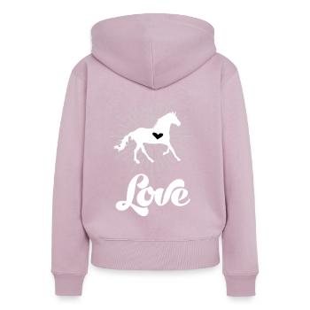 Pferd mit Herz Reiterin Pferde Pferdestall Reiten - Frauen Premium Bio Zip Hoodie - Altrosa - Hinten - Julia (174cm)