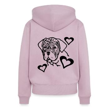 mastinopuppy002 - Sweat à capuche zippé Premium bio Femme - rose poudré - Dos - Julia (174cm)