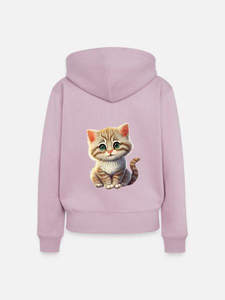 Katze Kätzchen Geschenk - Frauen Premium Bio Zip Hoodie - Altrosa