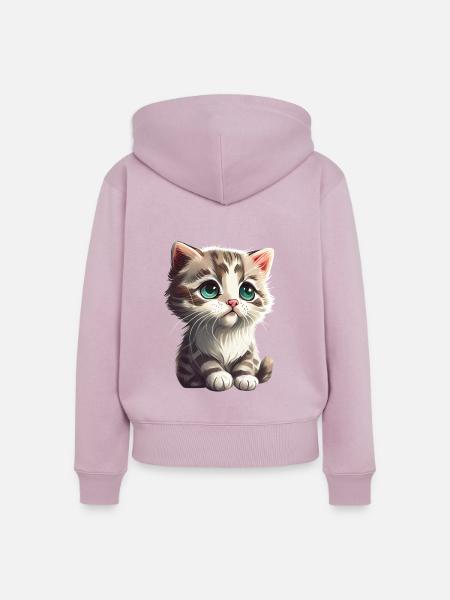 Katze Kätzchen Geschenk - Frauen Premium Bio Zip Hoodie - Altrosa