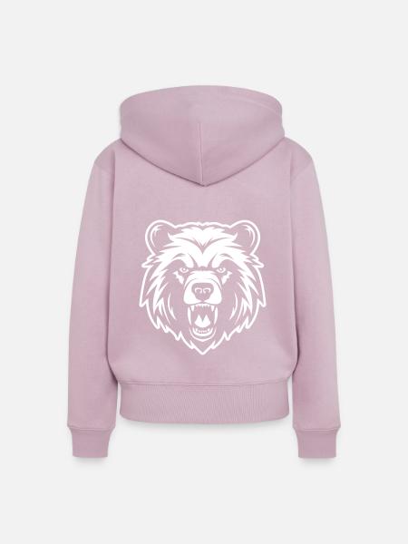 Bär Kopf - Frauen Premium Bio Zip Hoodie - Altrosa