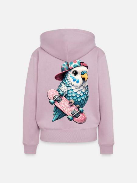 Cooler Skateboard-Vogel mit Cap – Streetstyle Desi - Frauen Premium Bio Zip Hoodie - Altrosa