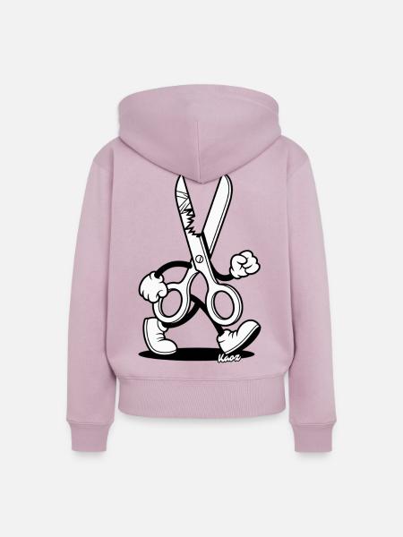 Retro Cartoon: Schere mit Füßen - Frauen Premium Bio Zip Hoodie - Altrosa