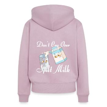 Milkman Buveur de lait - Sweat à capuche zippé Premium bio Femme - rose poudré - Dos - Julia (174cm)