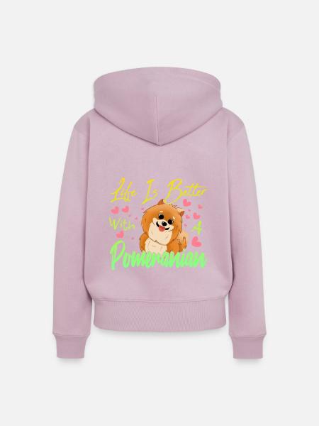 Pomeranian Liebhaber - Frauen Premium Bio Zip Hoodie - Altrosa