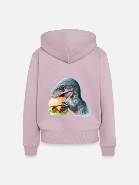Cheeseburger Dinosauerier - Frauen Premium Bio Zip Hoodie - Altrosa