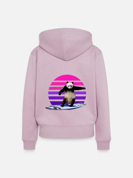 Panda Surfer - Frauen Premium Bio Zip Hoodie - Altrosa