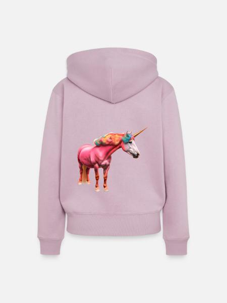 Buntes Lockiges Einhorn - Frauen Premium Bio Zip Hoodie - Altrosa