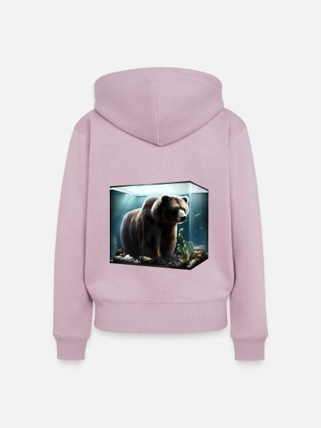 Bär im Aquarium - Frauen Premium Bio Zip Hoodie - Altrosa