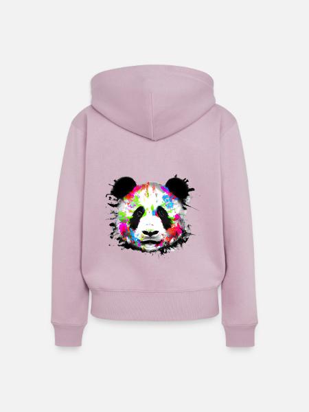 Bunter Panda - Frauen Premium Bio Zip Hoodie - Altrosa