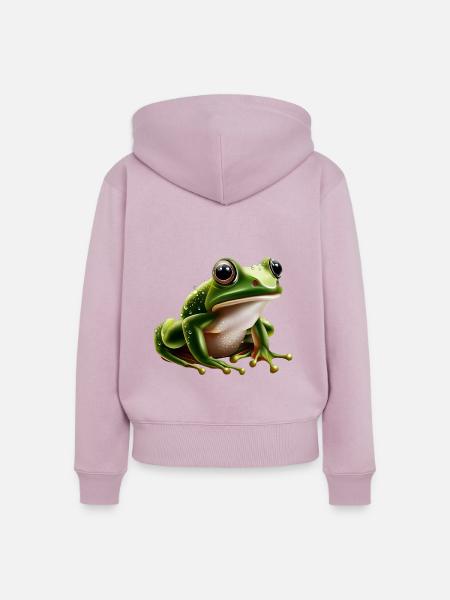 Regenfrosch Wassertropfen Frosch - Frauen Premium Bio Zip Hoodie - Altrosa