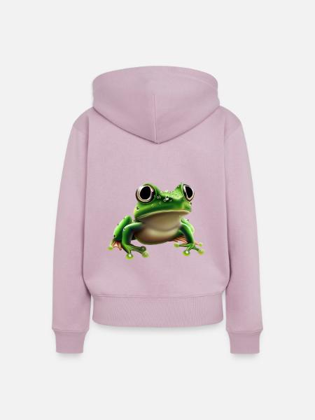 Regenfrosch Wassertropfen Frosch - Frauen Premium Bio Zip Hoodie - Altrosa