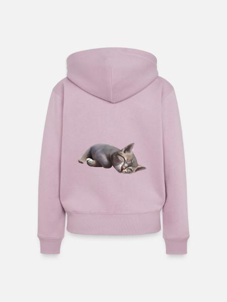 Schlafende Katze - Frauen Premium Bio Zip Hoodie - Altrosa