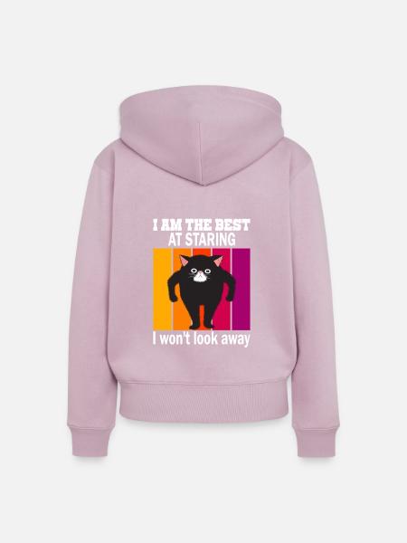 Starrende Katze - Katzen Starren - Frauen Premium Bio Zip Hoodie - Altrosa