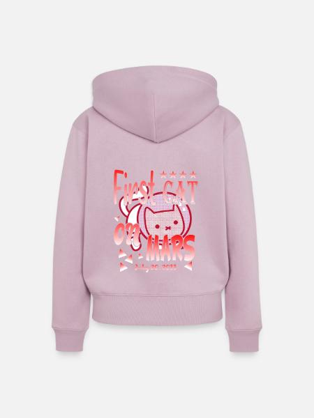 First Cat on Mars - Frauen Premium Bio Zip Hoodie - Altrosa