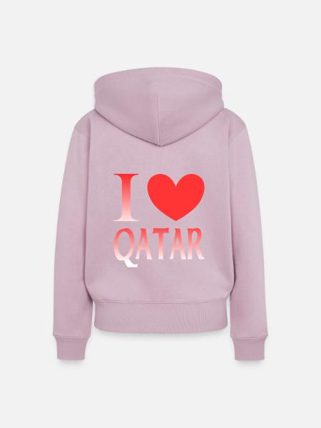 Ich liebe Katar - Frauen Premium Bio Zip Hoodie - Altrosa