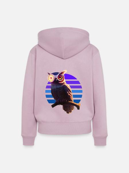 Roboter Eule Hybrid Wesen - Frauen Premium Bio Zip Hoodie - Altrosa