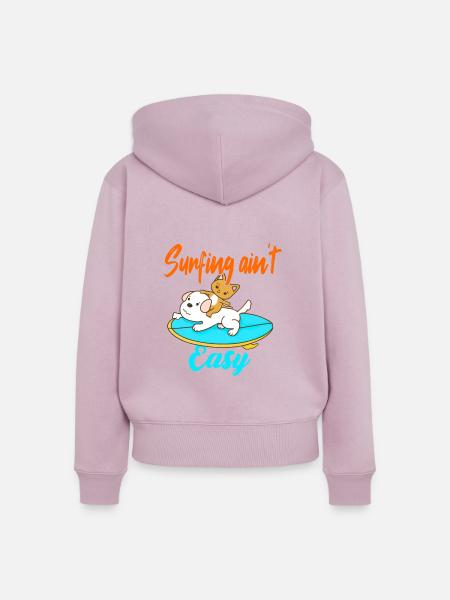 Surfing ain't Easy - Frauen Premium Bio Zip Hoodie - Altrosa