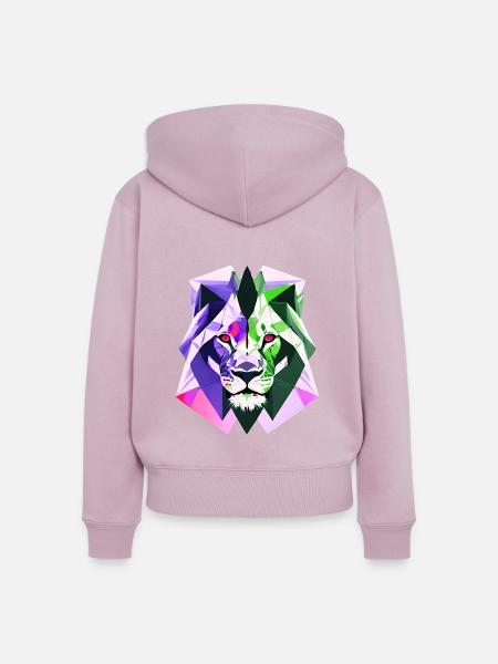 Polygon Löwe - Frauen Premium Bio Zip Hoodie - Altrosa