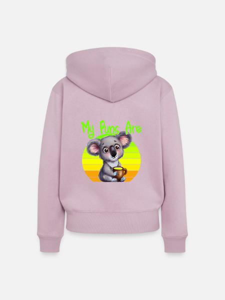 my puns are koala tea - Frauen Premium Bio Zip Hoodie - Altrosa