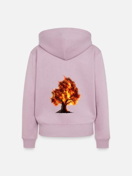 Baum in Flammen - Frauen Premium Bio Zip Hoodie - Altrosa