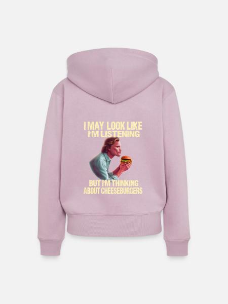 Gedankenwelt der Cheeseburger - Frauen Premium Bio Zip Hoodie - Altrosa