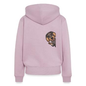 Rauhaardackel Dackel Hund - Frauen Premium Bio Zip Hoodie - Altrosa - Hinten - Julia (174cm)
