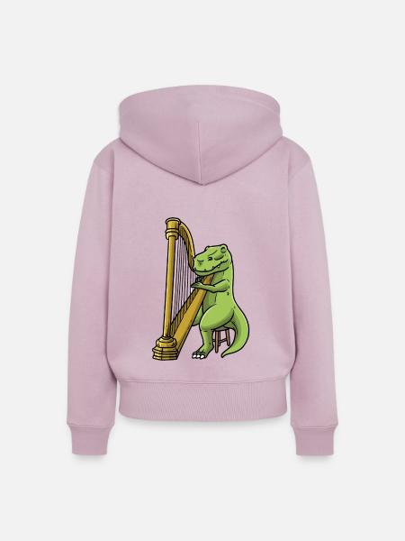 Dinosaurier Harfe Instrument Orchester - Frauen Premium Bio Zip Hoodie - Altrosa