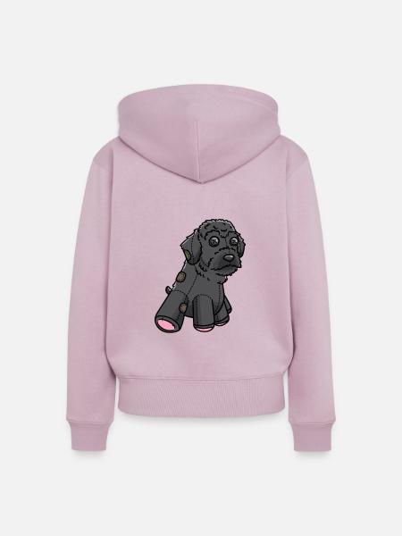 Schnoodle Hund Kuscheltier - Frauen Premium Bio Zip Hoodie - Altrosa