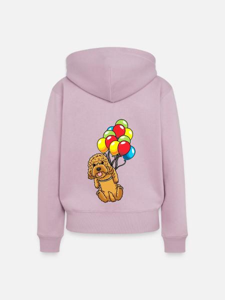 Cockapoo Hund Mit Luftballons - Frauen Premium Bio Zip Hoodie - Altrosa