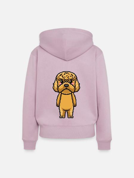 Kawaii Cockapoo Hund Emoticon - Frauen Premium Bio Zip Hoodie - Altrosa