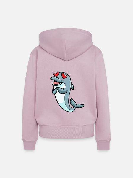 Delfin Emoticon - Frauen Premium Bio Zip Hoodie - Altrosa