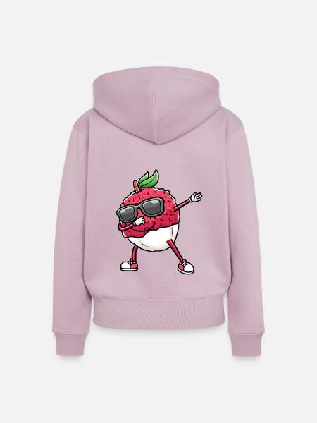 Tanzende Litschi Mit Sonnenbrille Litschis - Frauen Premium Bio Zip Hoodie - Altrosa