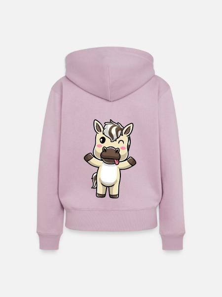 Fjordpferd Kawaii Emoticon - Frauen Premium Bio Zip Hoodie - Altrosa