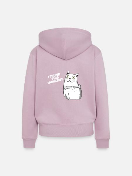 Katze Knochen Humerus - Frauen Premium Bio Zip Hoodie - Altrosa