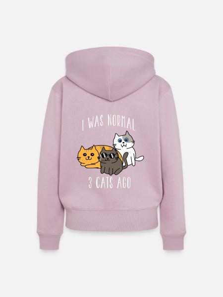 Katze lustiges Geschenk - Frauen Premium Bio Zip Hoodie - Altrosa