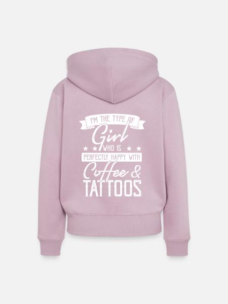 Mädchen Kaffee Frau Tattoo - Frauen Premium Bio Zip Hoodie - Altrosa