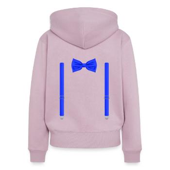 Drôle de nœud papillon bleu avec bretelles parfait - Sweat à capuche zippé Premium bio Femme - rose poudré - Dos - Julia (174cm)
