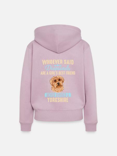 Yorkshire Terrier Hund - Frauen Premium Bio Zip Hoodie - Altrosa