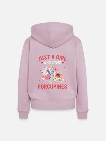Stachelschwein Tier - Frauen Premium Bio Zip Hoodie - Altrosa