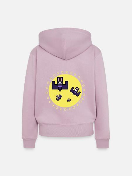 Fledermäuse mit Mond - Frauen Premium Bio Zip Hoodie - Altrosa