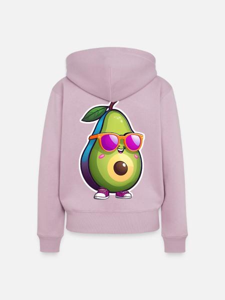 Kunterbuntes Avocado-Charakter - Frauen Premium Bio Zip Hoodie - Altrosa