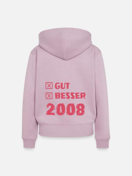 Jahr 2008 - Frauen Premium Bio Zip Hoodie - Altrosa