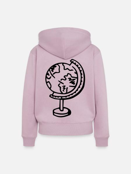 Globus Erdkugel Geschenkidee - Frauen Premium Bio Zip Hoodie - Altrosa
