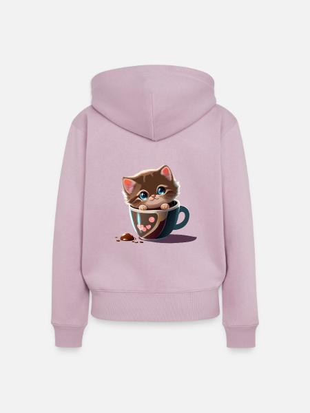 cup cat - Frauen Premium Bio Zip Hoodie - Altrosa
