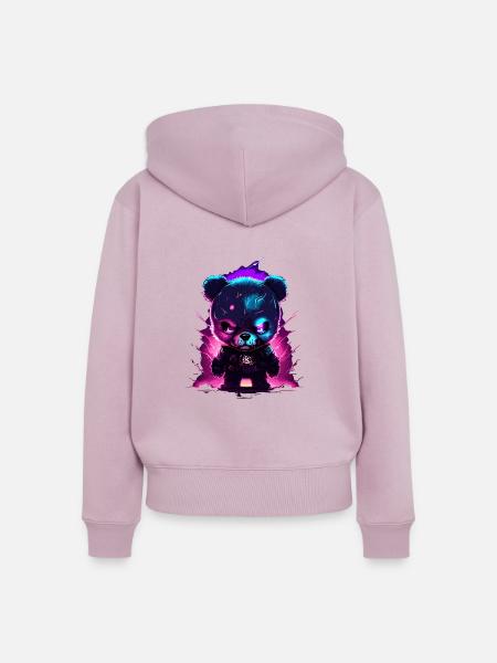 angry teddybear - Frauen Premium Bio Zip Hoodie - Altrosa