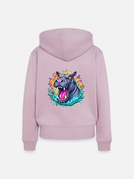 hippo - Frauen Premium Bio Zip Hoodie - Altrosa